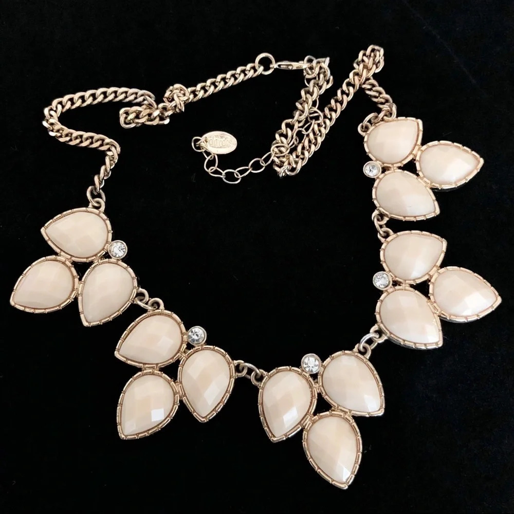 Claire’s Gold Ivory Teardrop Statement Necklace